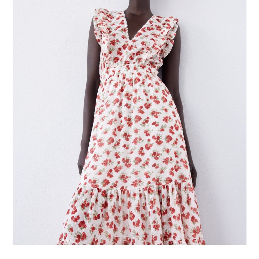 Nwt zara floral ruffle dress